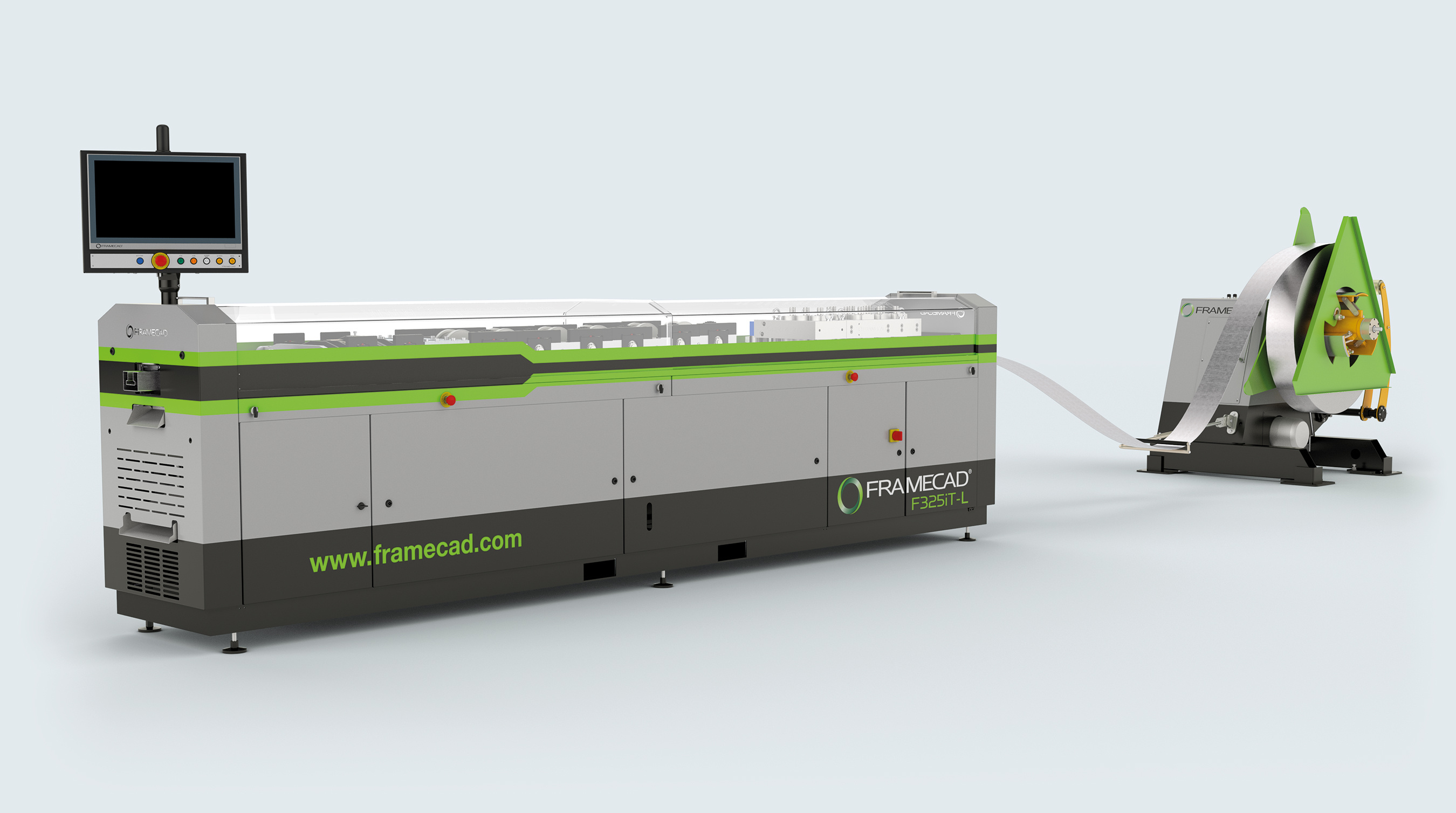 FRAMECAD F325iT-L roll-forming machine and decoiler