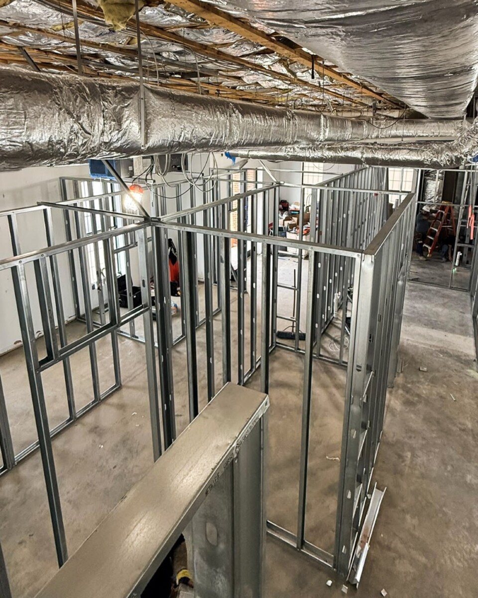 Block Builders CFS interior partition framing at 85 Eagle Street in Providence, RI